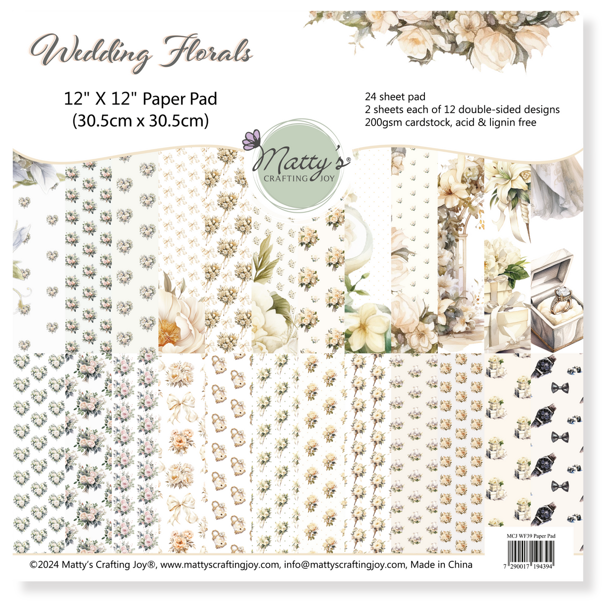Wedding Florals Scrapbook Paper Pad