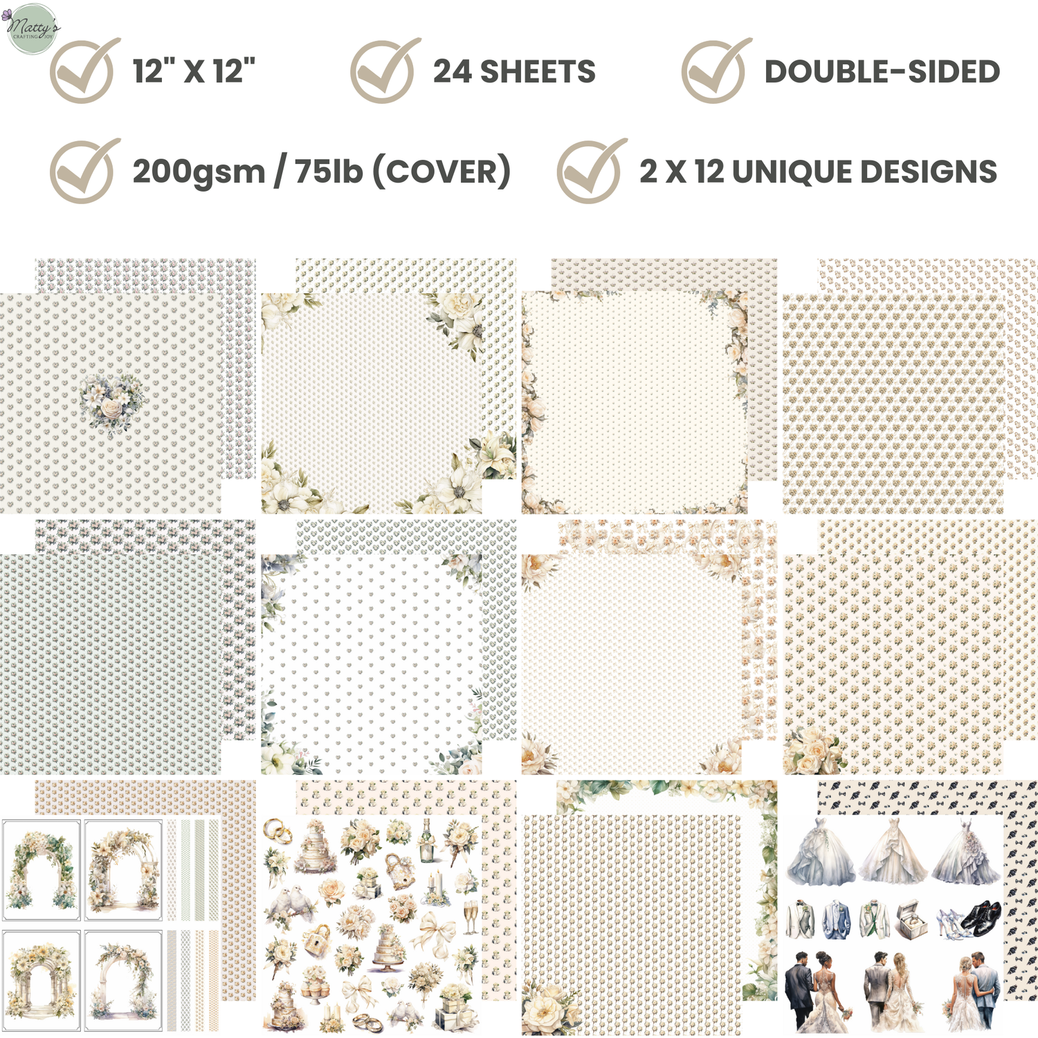 Wedding Florals Scrapbook Paper Pad