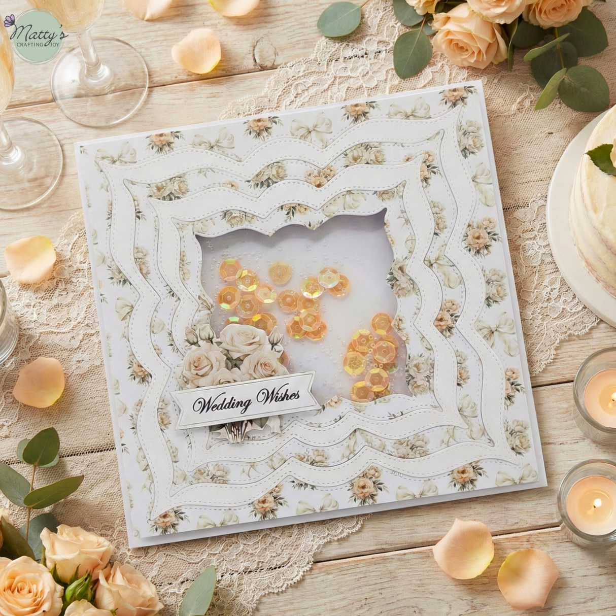 scrapbook paper 12x12, patterned cardstock, wedding scrapbooking paper, wedding card ideas, shaker cards, nesting dies