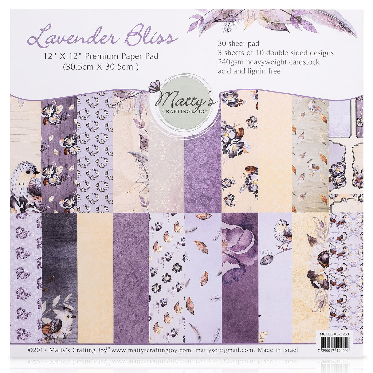 Lavender Bliss cardstock paper pad, patterned paper, heavyweight cardstock, designer paper