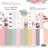 Floral Grace, double sided 12X12 cardstock, patterned cardstock, floral scrapbook paper, floral cardstock, scrapbooking supplies, patterned paper