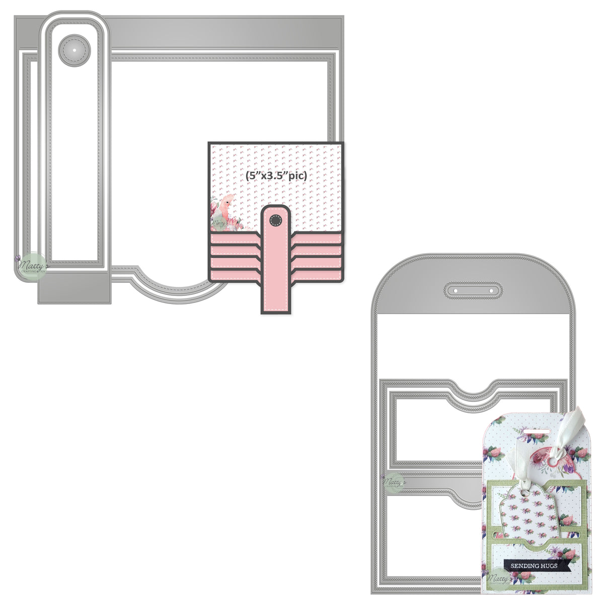 Waterfall Tag Pull Rectangular Waterfall Die Set + Pocket Tag Die Set, Bundle – Matty's ...