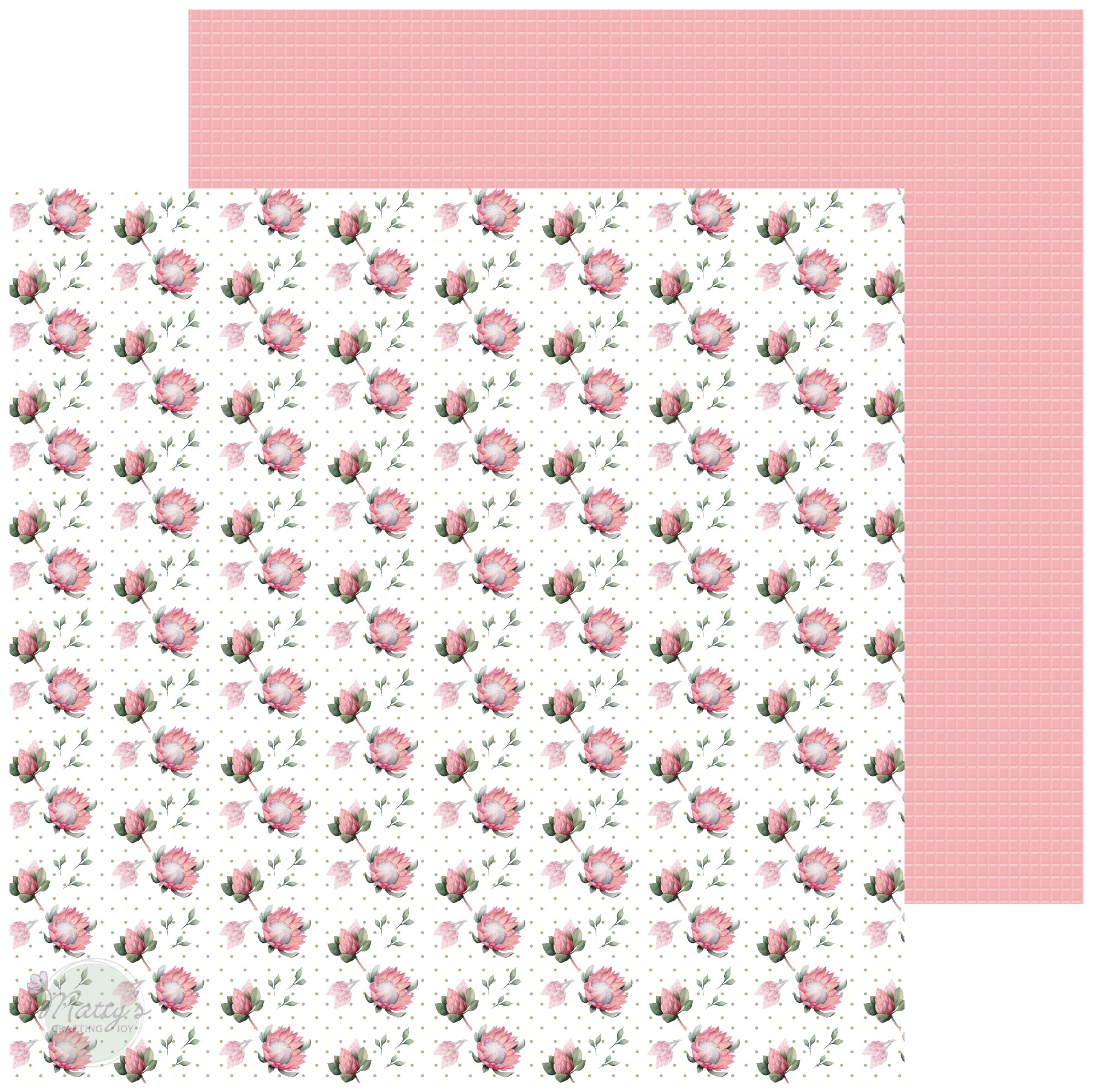 Spring Time Floral Scrapbook Papers 12x12 Printable Sheets Pastel Pink Mint  Green White
