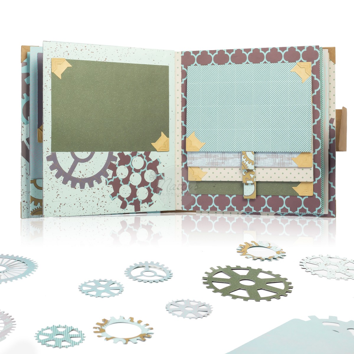 Matty's Crafting Joy Masculine Chic - 12x12 Double Sided Turquoise Scrapbook Paper Pad, 24 Light Teal Blue Patterned